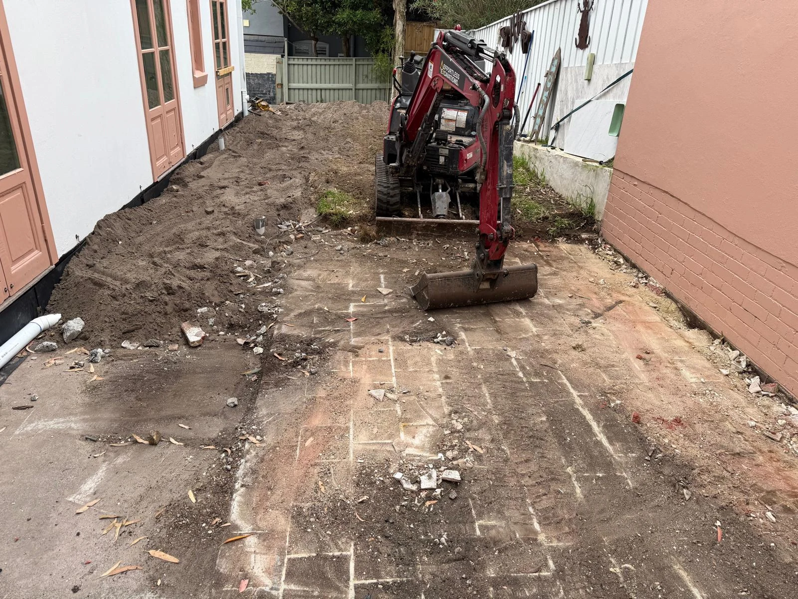 Demolition machinery at work